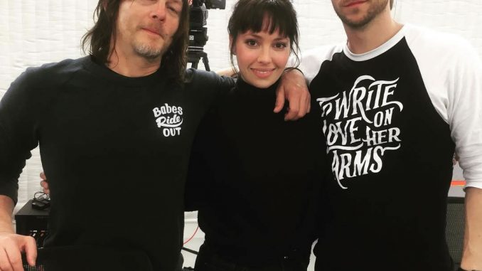 Norman Reedus, Emily O’Brien et Troy Baker sur le tournage de Death Stranding, le 21 février 2018