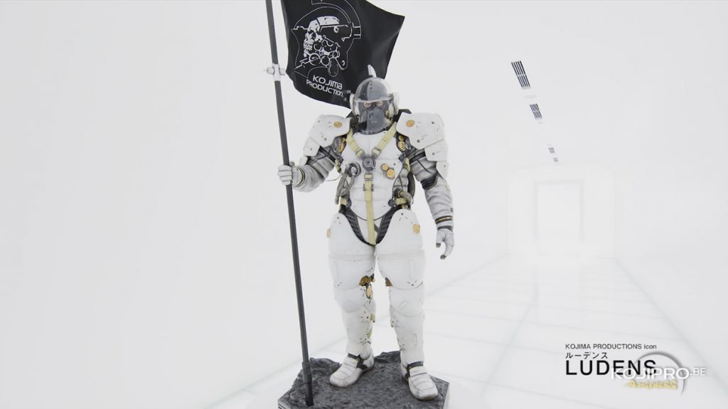 Statuette de Ludens dans le couloir d'entrée de Kojima Productions