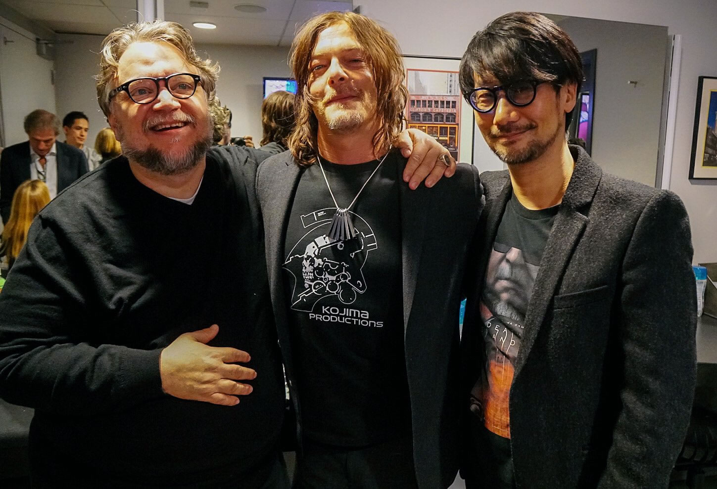Guillermo del Toro, Norman Reedus et Hideo Kojima, le 7 décembre 2017.